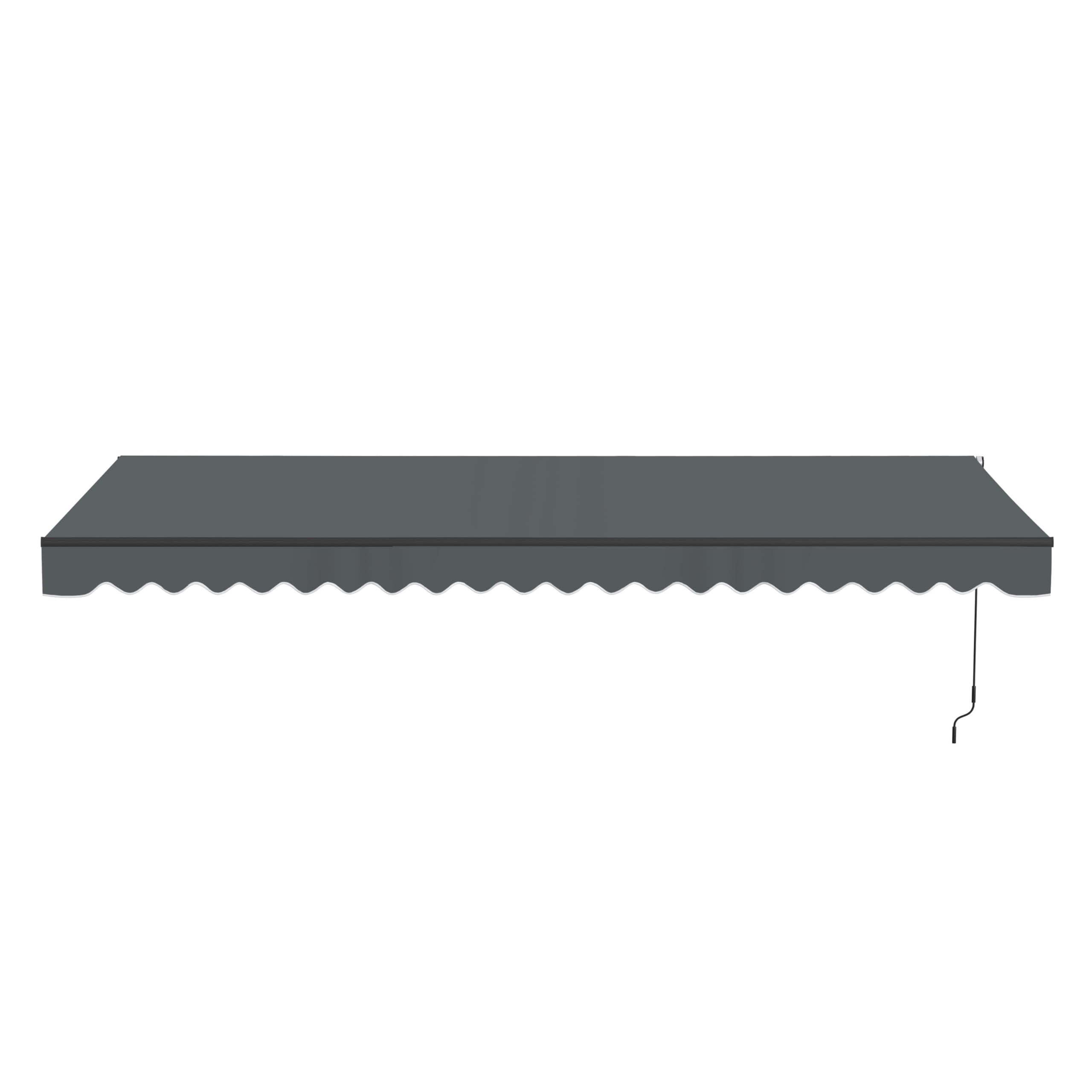 Aleko 20x10 feet Caribbean Style Electric Black Frame Awning, Remote Control Motorized & Manual Crank, Outdoor Shade Canopy with UV-Resistant Fabric - Charcoal Gray