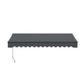 Aleko 20x10 feet Caribbean Style Electric Black Frame Awning, Remote Control Motorized & Manual Crank, Outdoor Shade Canopy with UV-Resistant Fabric - Charcoal Gray