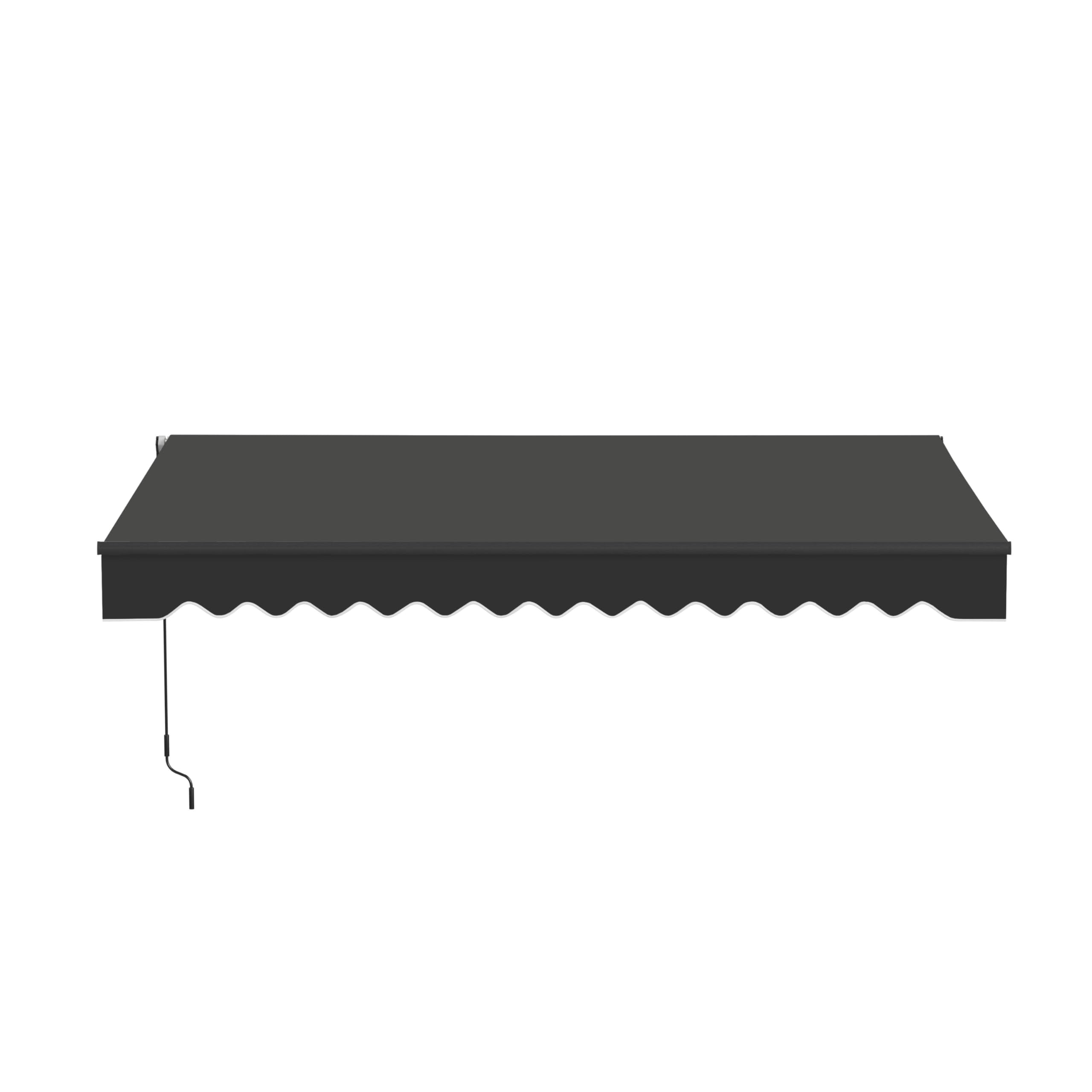 Aleko 20x10 feet Caribbean Style Electric Black Frame Awning, Remote Control Motorized & Manual Crank, Outdoor Shade Canopy with UV-Resistant Fabric - Charcoal Gray