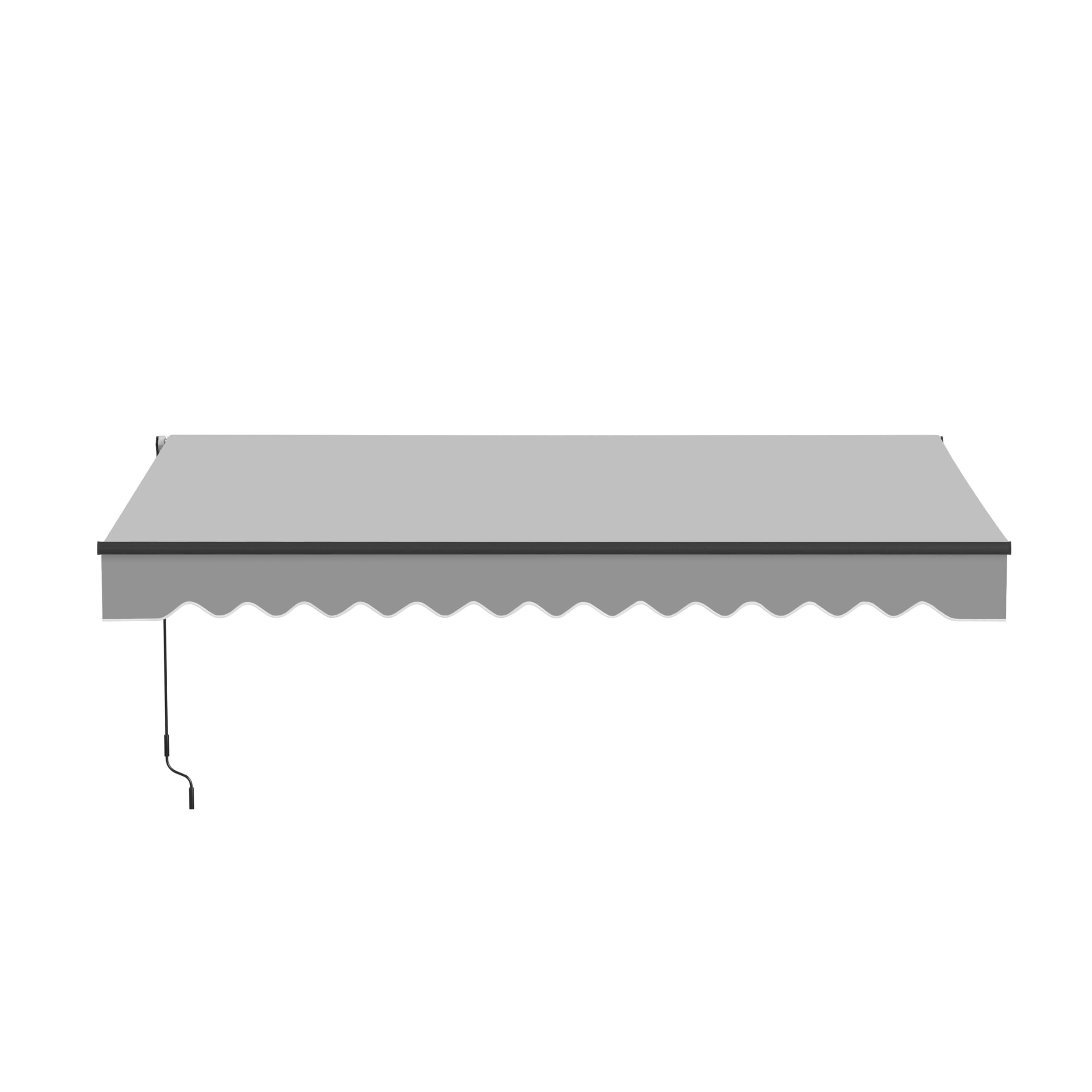 Aleko 20x10 feet Caribbean Style Electric Black Frame Awning, Remote Control Motorized & Manual Crank, Outdoor Shade Canopy with UV-Resistant Fabric - Charcoal Gray