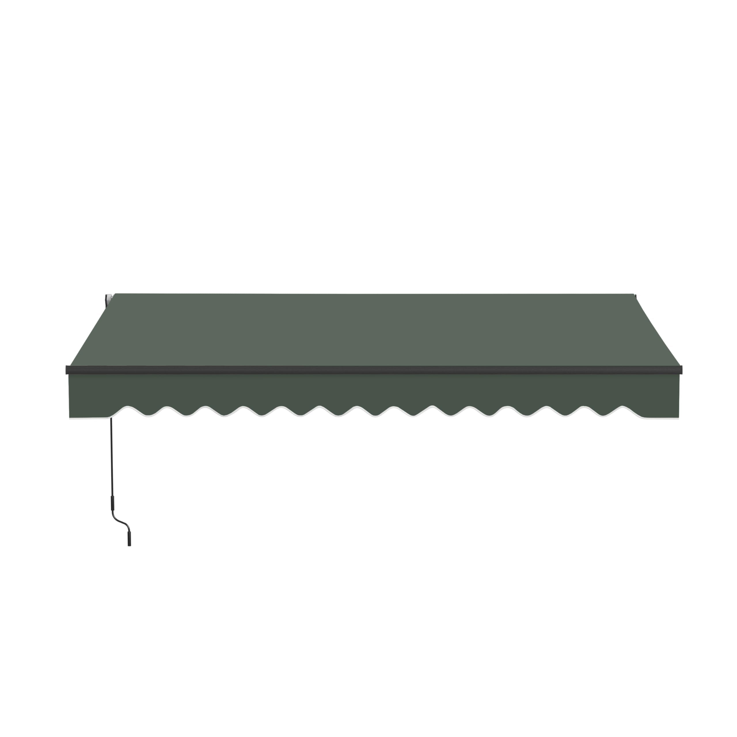 Aleko 20x10 feet Caribbean Style Electric Black Frame Awning, Remote Control Motorized & Manual Crank, Outdoor Shade Canopy with UV-Resistant Fabric - Charcoal Gray