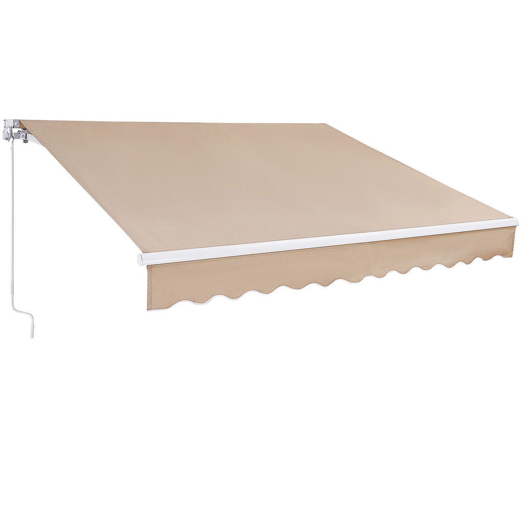 VEVOR Manual Retractable Awning, 12 x 10 ft Outdoor Patio Awning Retractable Sun Shade, Patio Door Window Water-Resistant Polyester Awning Sunshade Shelter with Crank Handle for Balcony, Backyard