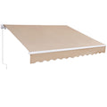 VEVOR Manual Retractable Awning, 12 x 10 ft Outdoor Patio Awning Retractable Sun Shade, Patio Door Window Water-Resistant Polyester Awning Sunshade Shelter with Crank Handle for Balcony, Backyard