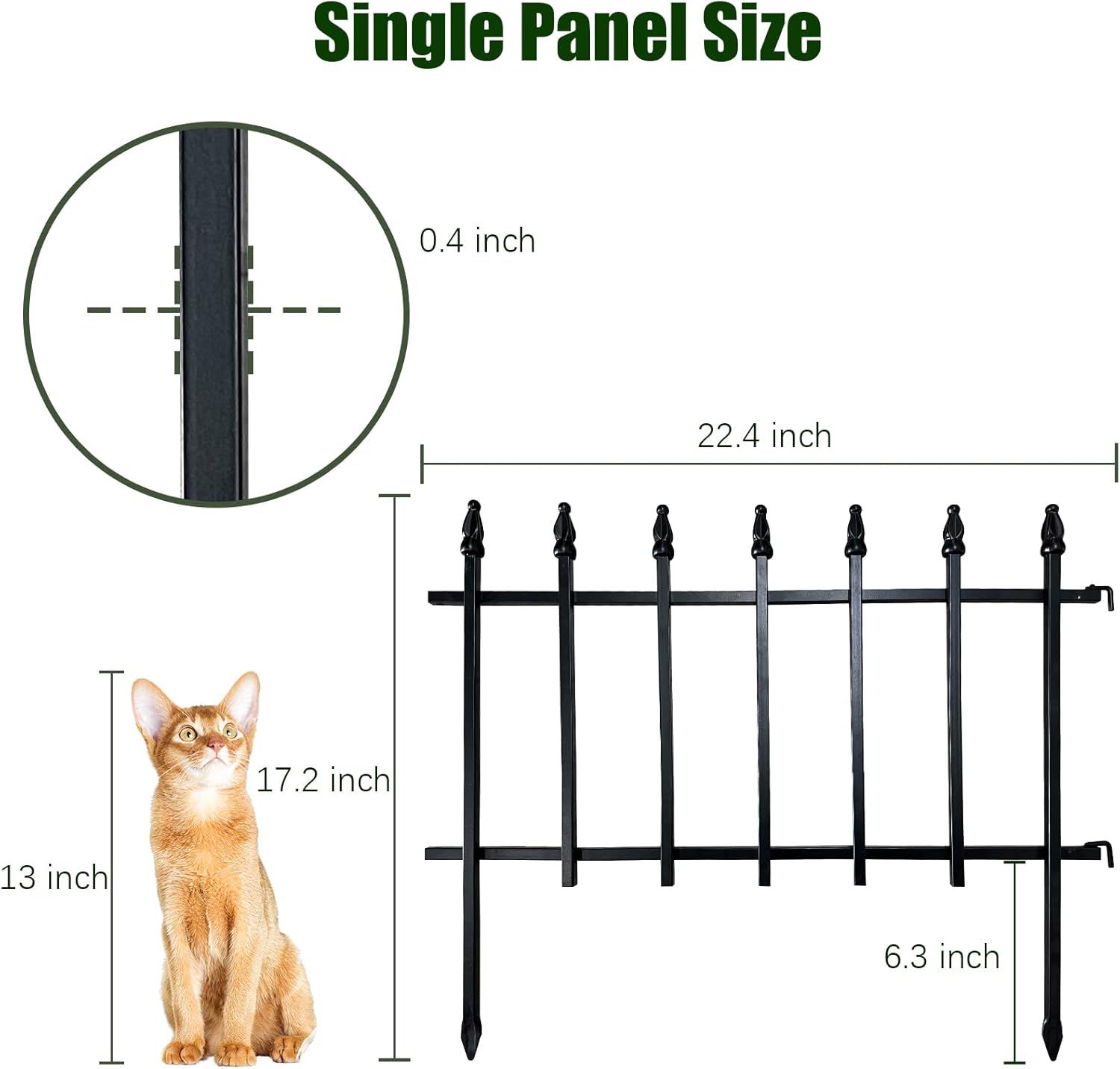 Thealyn Metal Decorative Garden Fence 22" Wide x 18" High (5 Panels, Total Length 9.17 feet), Metal Border Folding Fence, Landscape Fencing for Flower Bed, Yard, Animal Barrier