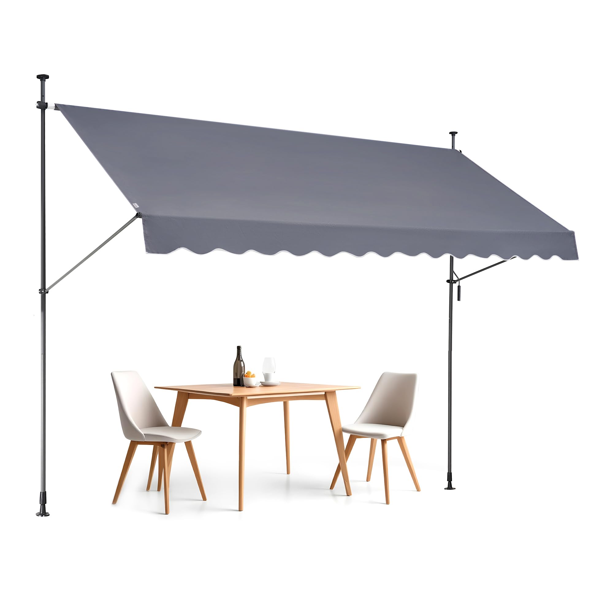 VEVOR Manual Retractable Awning, 78" Outdoor Retractable Patio Awning Sunshade Shelter, Adjustable Patio Door Window Awning Canopy with 39" Sun Shade Curtain for Backyard, Garden, Balcony, Dark Gray