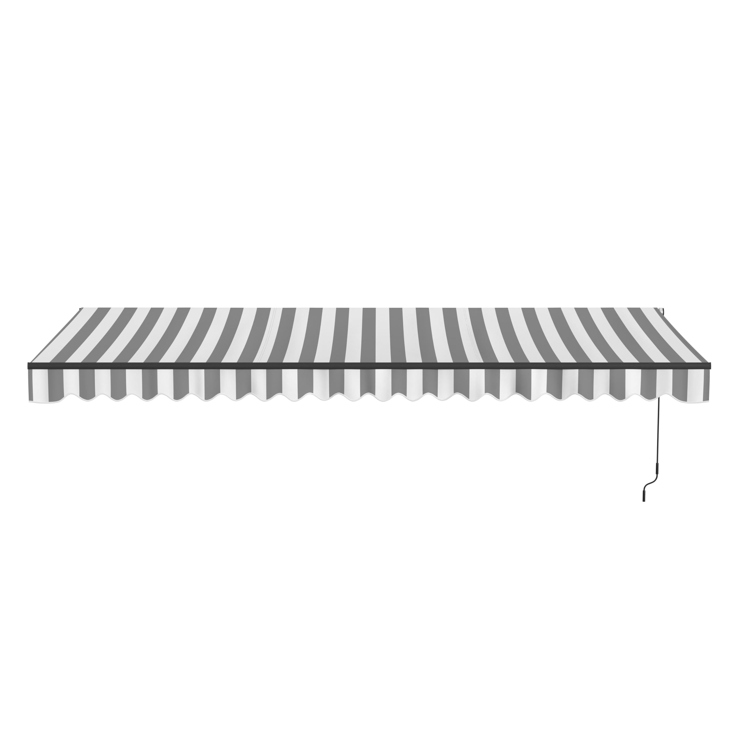 Aleko 20x10 feet Caribbean Style Electric Black Frame Awning, Remote Control Motorized & Manual Crank, Outdoor Shade Canopy with UV-Resistant Fabric - Charcoal Gray