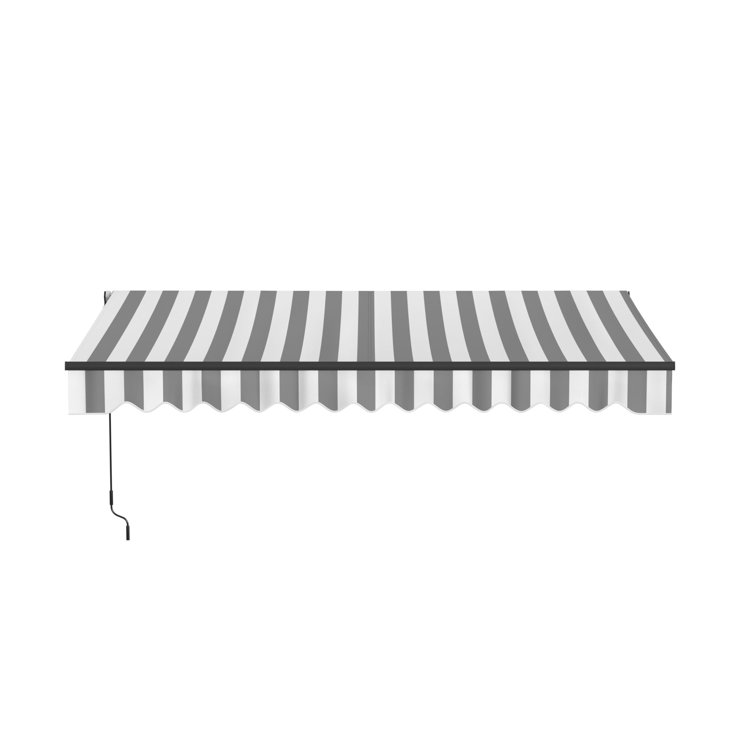 Aleko 20x10 feet Caribbean Style Electric Black Frame Awning, Remote Control Motorized & Manual Crank, Outdoor Shade Canopy with UV-Resistant Fabric - Charcoal Gray