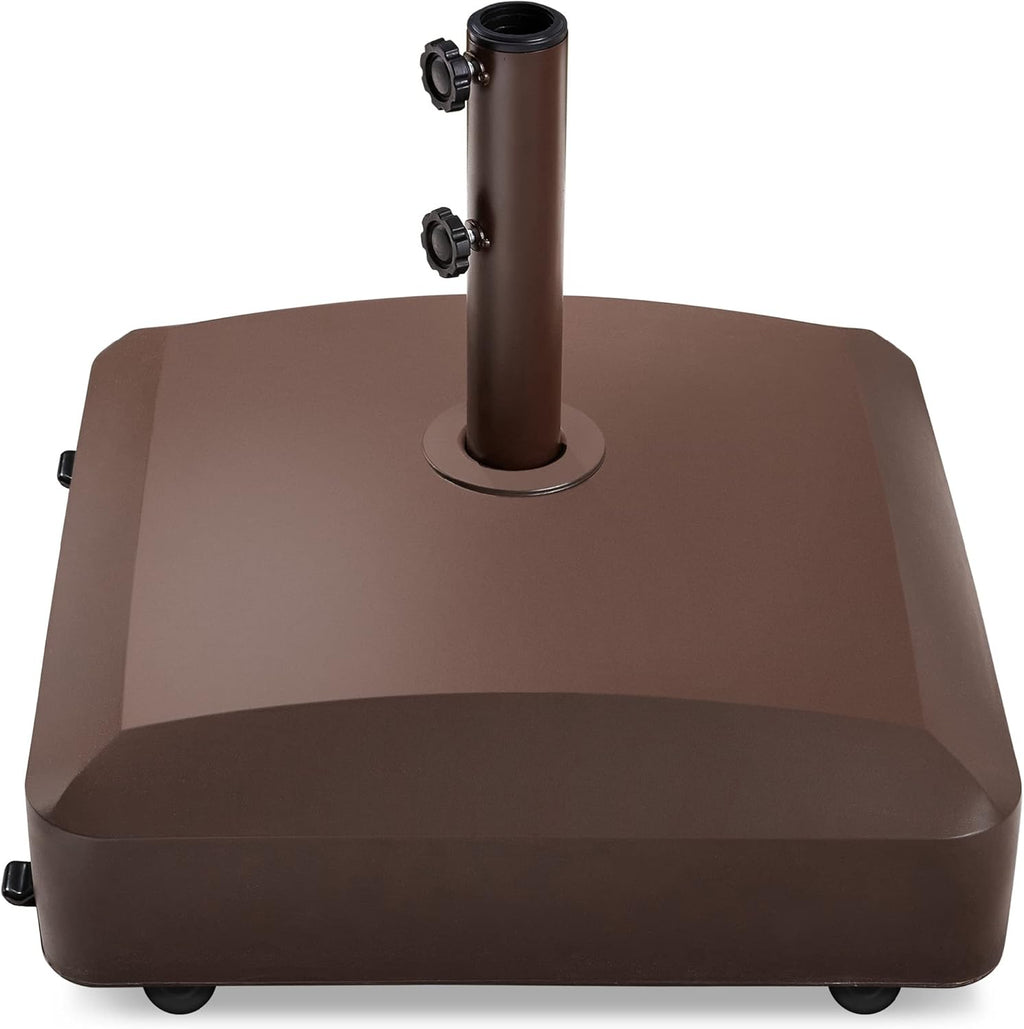 Best Choice Products 123lb Capacity Fillable Mobile Umbrella Base Heavy Duty Market Stand for Patio, Deck, Poolside w/ 4 Wheels, 2 Locks, 2 Knobs, Wind-Resistant Design - Bronze