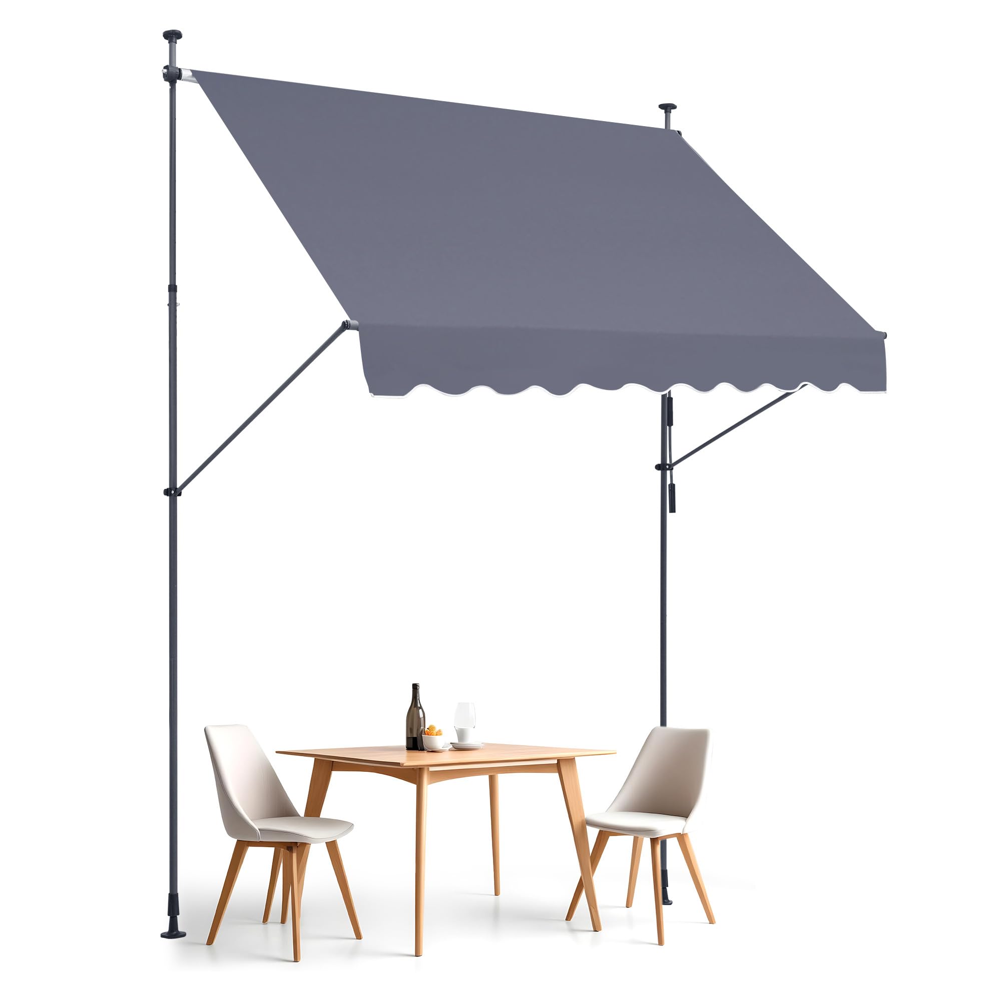 VEVOR Manual Retractable Awning, 78" Outdoor Retractable Patio Awning Sunshade Shelter, Adjustable Patio Door Window Awning Canopy with 39" Sun Shade Curtain for Backyard, Garden, Balcony, Dark Gray