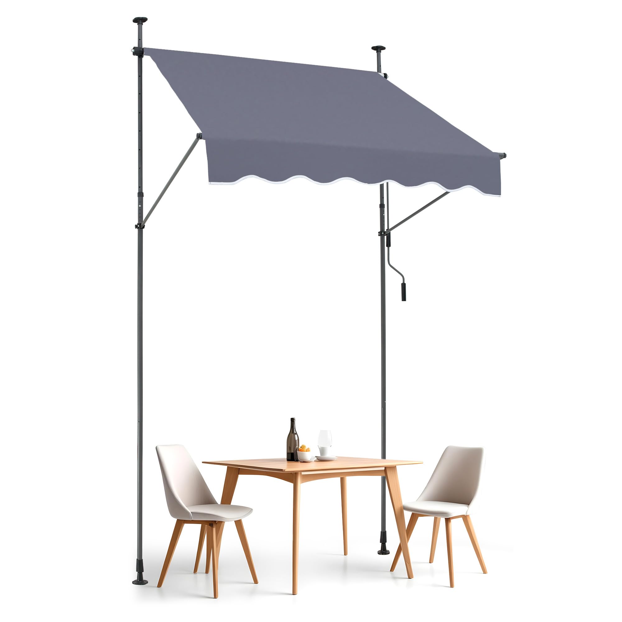 VEVOR Manual Retractable Awning, 78" Outdoor Retractable Patio Awning Sunshade Shelter, Adjustable Patio Door Window Awning Canopy with 39" Sun Shade Curtain for Backyard, Garden, Balcony, Dark Gray