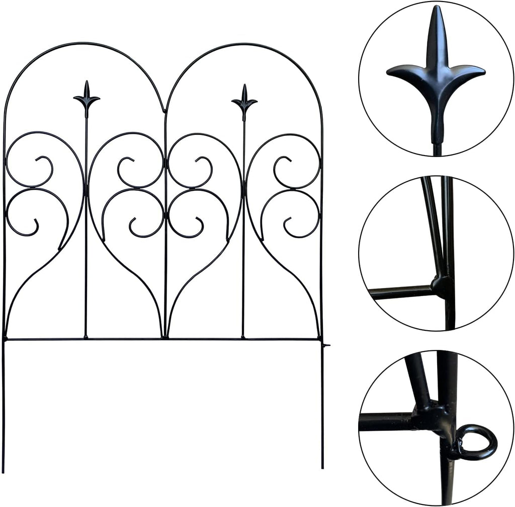 Thealyn Garden Fence 32" H x 10ft (5 Panels), No Digging Heavy Duty Metal Fence Panels, Rustproof Outdoor Dog Fence Animal Barrier, Decorative Fencing for Flower Bed, Yard, Landscape Edging