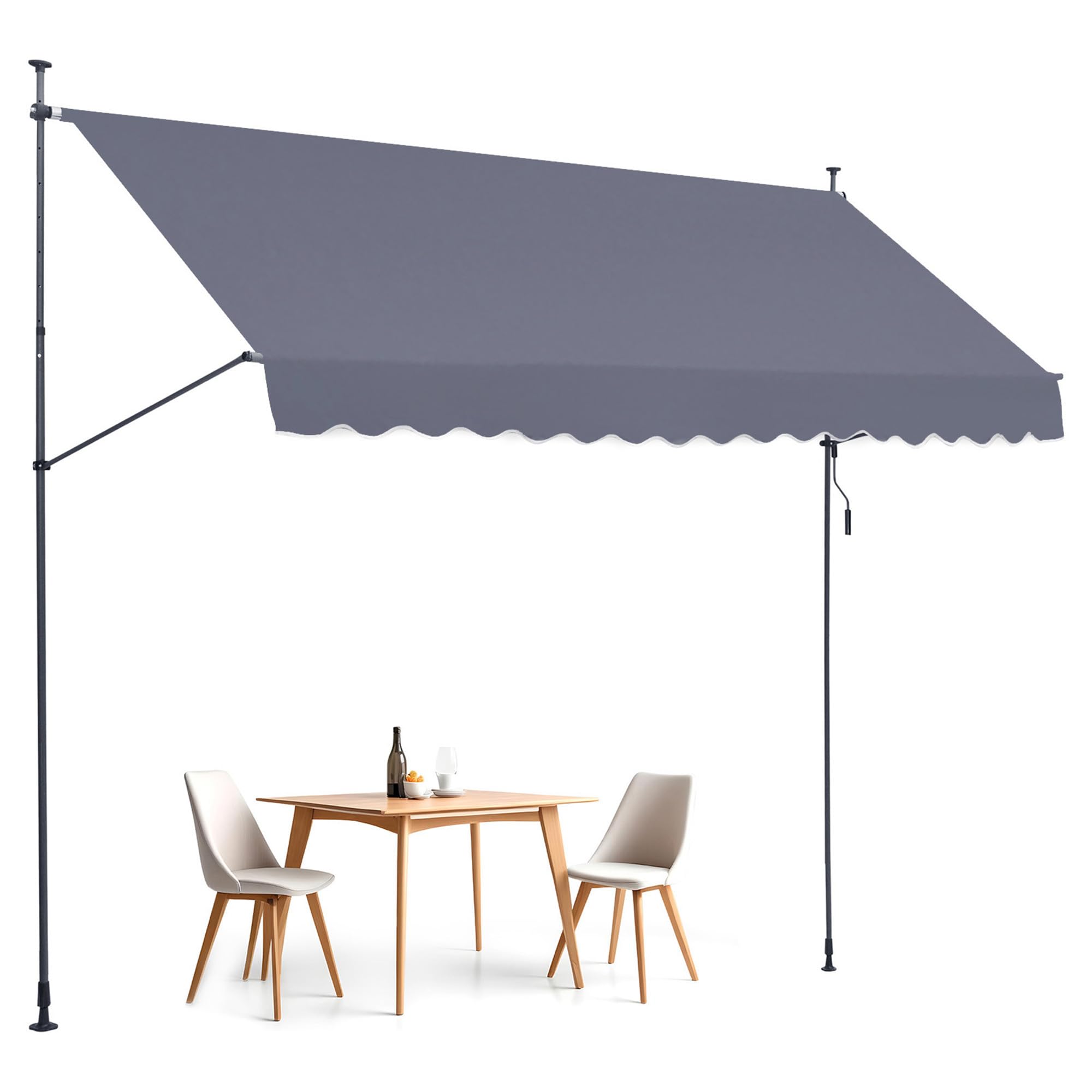 VEVOR Manual Retractable Awning, 78" Outdoor Retractable Patio Awning Sunshade Shelter, Adjustable Patio Door Window Awning Canopy with 39" Sun Shade Curtain for Backyard, Garden, Balcony, Dark Gray