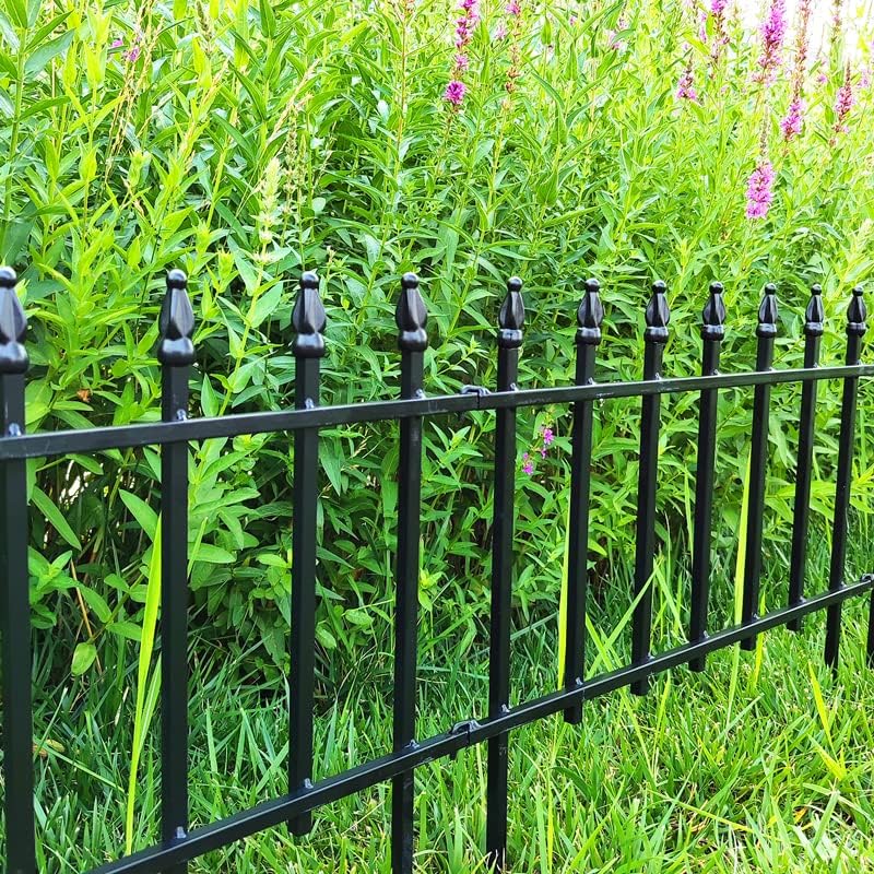 Thealyn Metal Decorative Garden Fence 22" Wide x 18" High (5 Panels, Total Length 9.17 feet), Metal Border Folding Fence, Landscape Fencing for Flower Bed, Yard, Animal Barrier