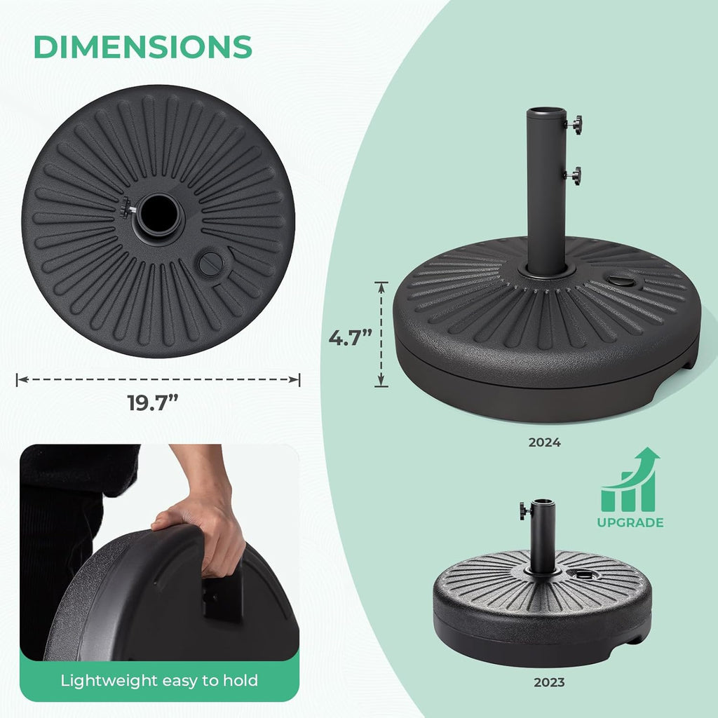 JEAREY 81.5lb Max Capacity Patio Umbrella Stand, Outdoor Umbrella Base Water Filled Stand, Heavy Duty Market Umbrella Holder for Patio, Deck, Poolside (Black)