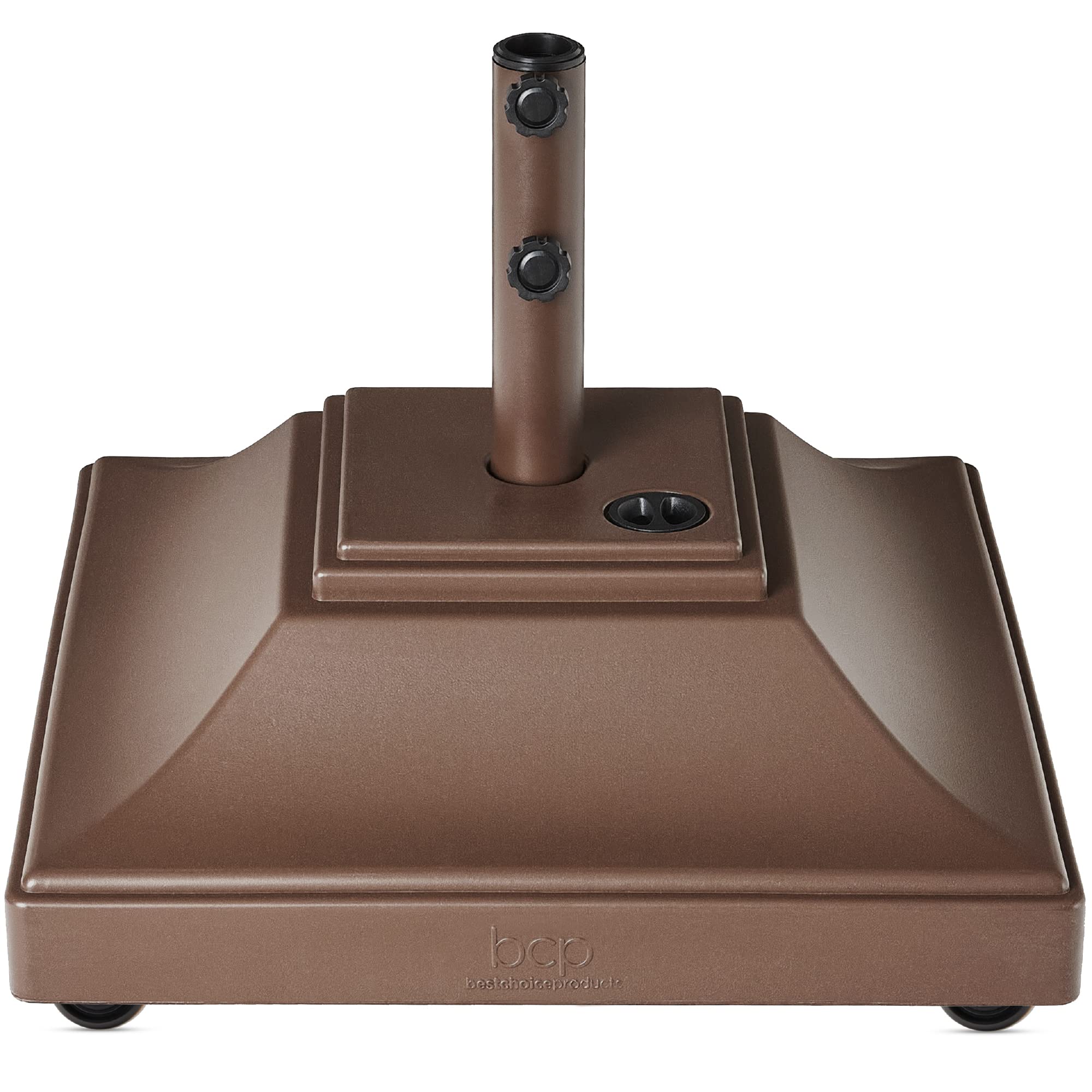 Best Choice Products Fillable Mobile Umbrella Base, Heavy Duty Base, Square Tiered Market Stand for Patio, Deck, Outdoor w/ 4 Wheels, 2 Locks, 2 Knobs, 120lb Capacity - Black