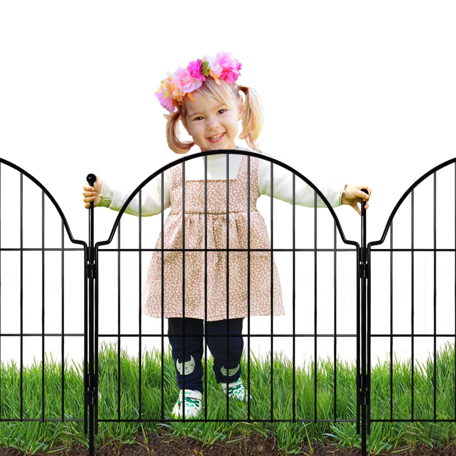 Blingluck Garden Fence, 22 in(H) x 10.83 ft(L) Arched Rustproof Metal No Dig Fence Garden Fence Border, Ground Stake Animal Barrier Fence for Rabbit Dog, Outdoor Decor for Yard & Patio
