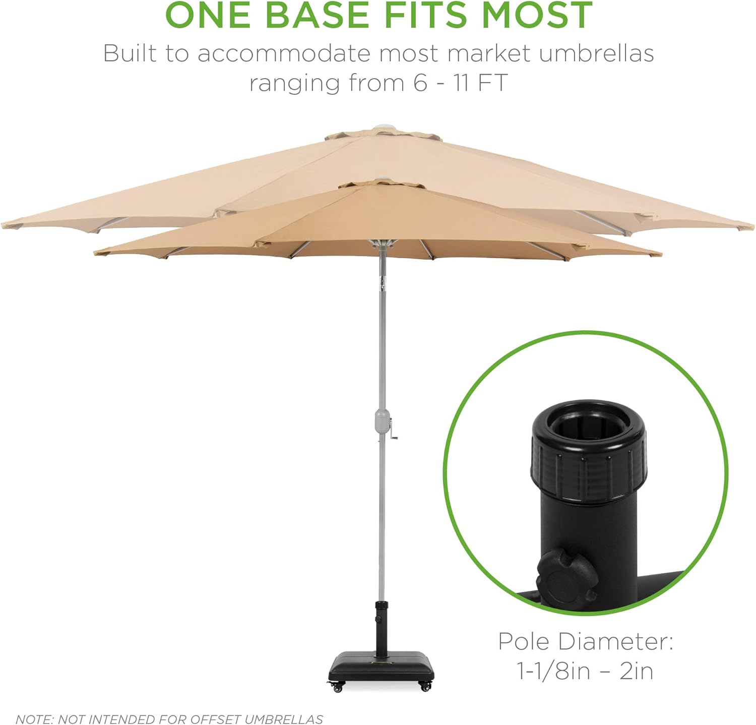 Best Choice Products 81-Pound Heavy Duty Square Concrete Rolling Outdoor Patio Umbrella Base Stand w/Locking Wheels, Handles