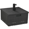Outsunny 2-in-1 Outdoor Umbrella Base, Planter Box with Drain Hole, 175 lbs. Capacity Heavy Duty Fillable Patio Umbrella Stand Table with Wheels and Handles for Deck, Poolside, Black