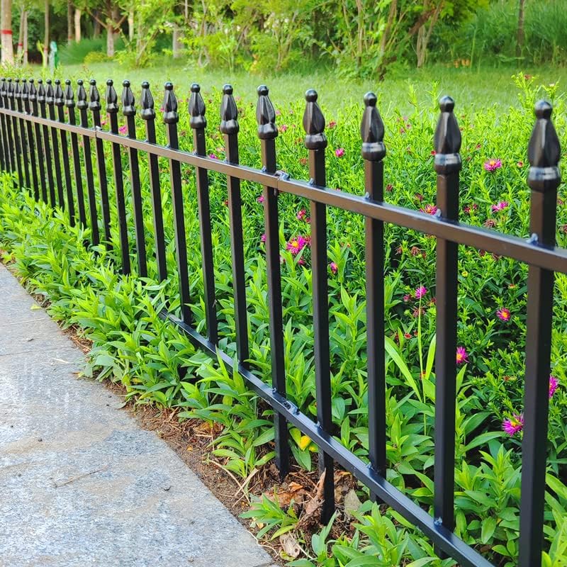 Thealyn Metal Decorative Garden Fence 22" Wide x 18" High (5 Panels, Total Length 9.17 feet), Metal Border Folding Fence, Landscape Fencing for Flower Bed, Yard, Animal Barrier