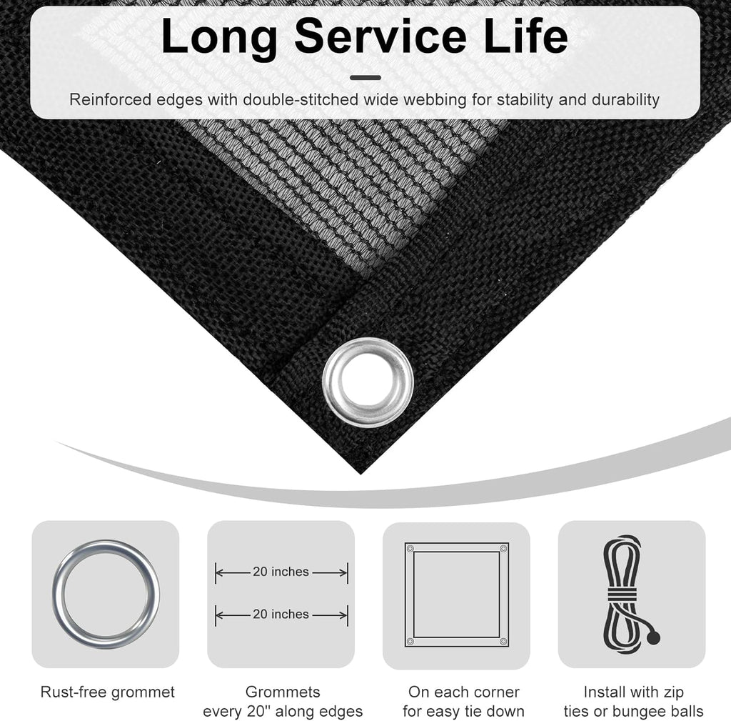 LOVE STORY 10x12FT Shade Cloth for Plant Heavy Duty Knitted Mesh Tarp with Grommets Screen Mesh Netting for Garden Patio Porch Pools Greenhouse Dump Truck
