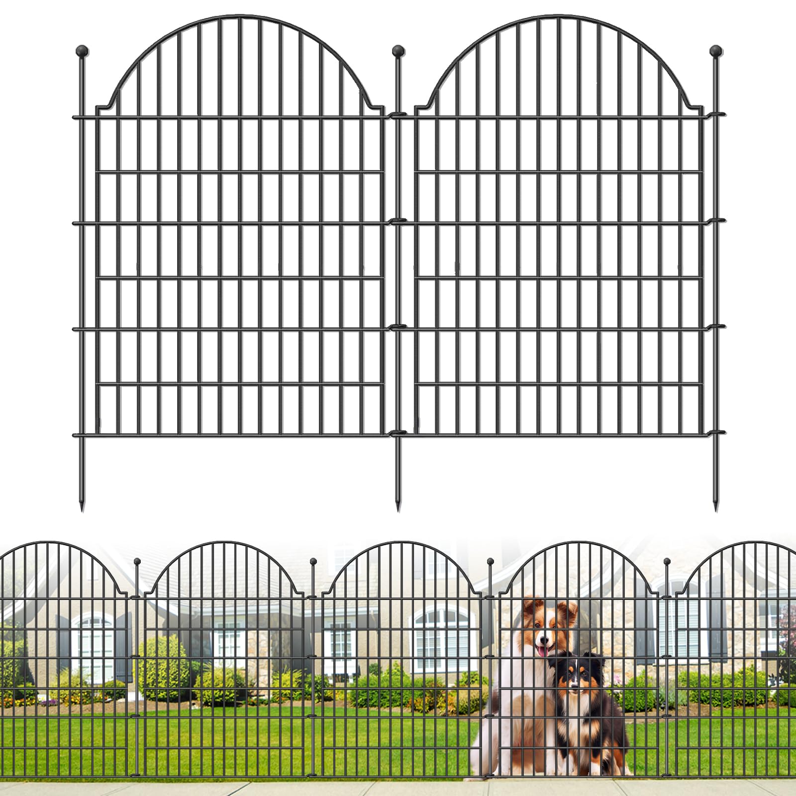 Blingluck Garden Fence, 22 in(H) x 10.83 ft(L) Arched Rustproof Metal No Dig Fence Garden Fence Border, Ground Stake Animal Barrier Fence for Rabbit Dog, Outdoor Decor for Yard & Patio