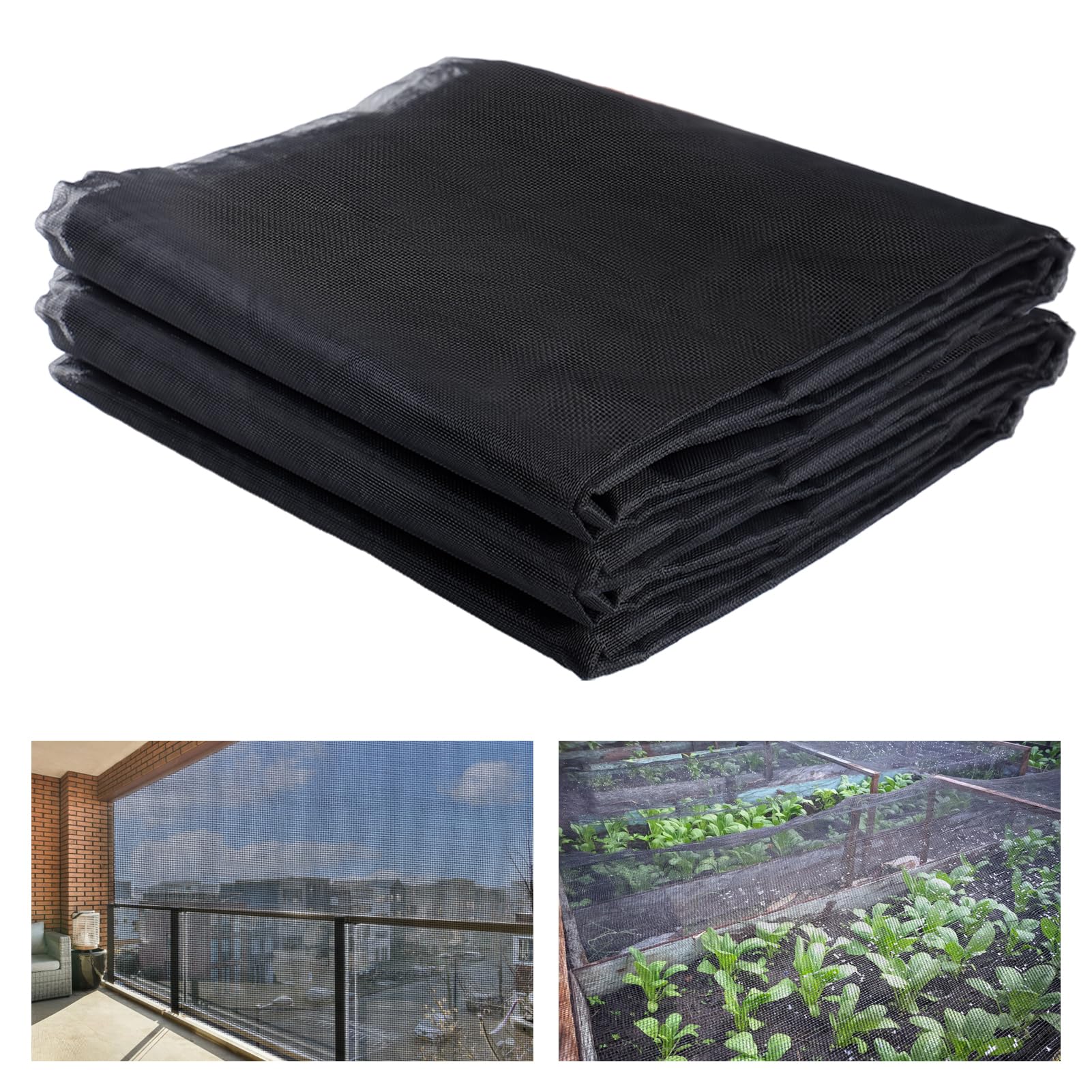 Stronger Garden Mesh Netting - 10 x 33 ft PP Nanocomposite Bird Net Barrier, Mosquito Netting Screen for Outdoor Plants Vegetables Patios Balconies Terraces, Shading Rate 33% (Black)