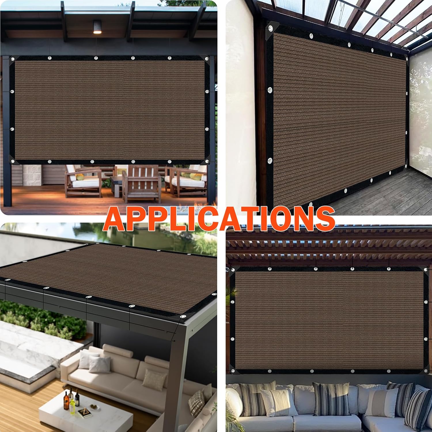 Sun Shade Cloth for Outdoor Patio,Pergola Shade Cover with Grommets Deck Shade Privacy Screen Balcony,90% UV Protection Shade Fabric Brown Sunshades for Garden Backyard Outdoor,Mocha-8x10FT