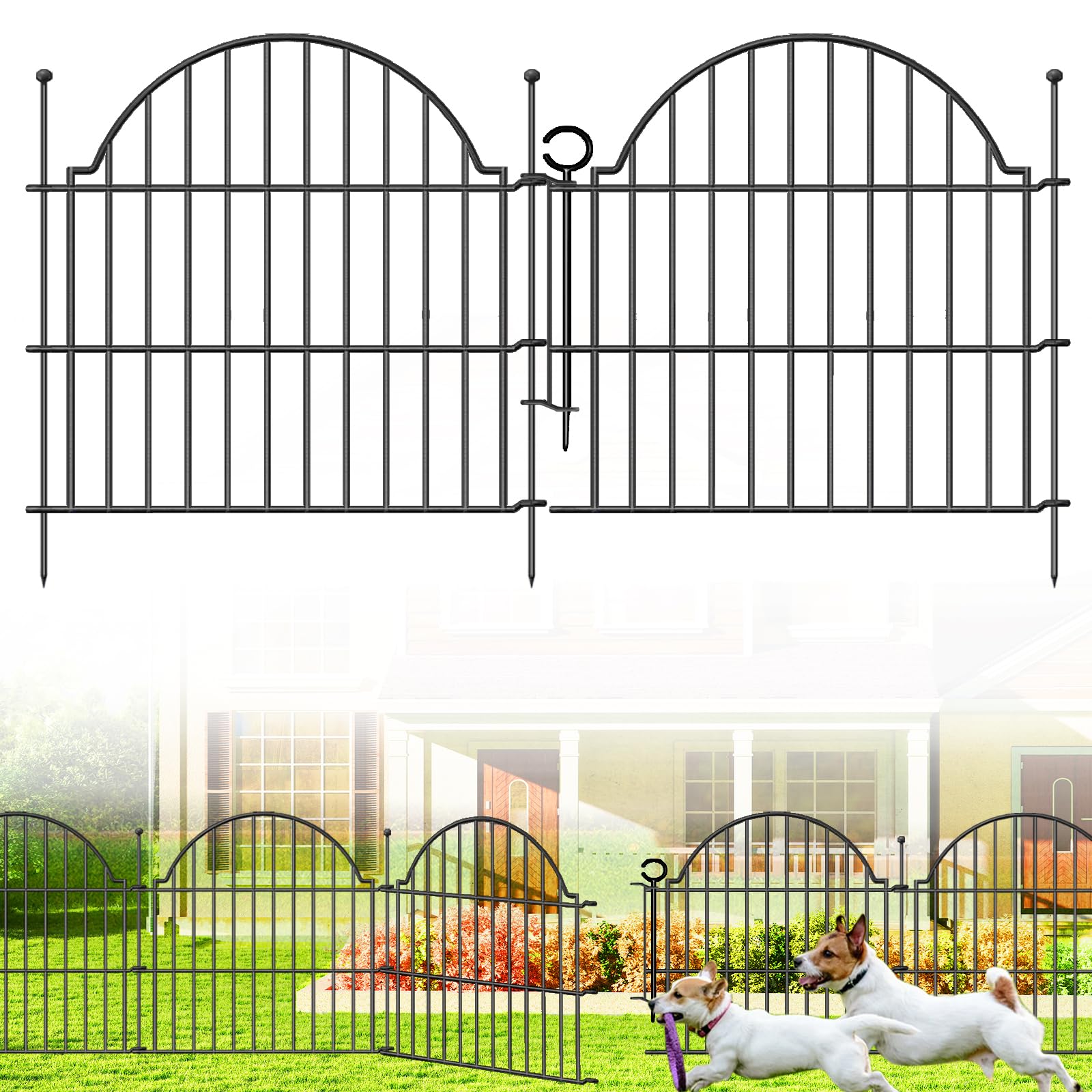 Blingluck Garden Fence, 22 in(H) x 10.83 ft(L) Arched Rustproof Metal No Dig Fence Garden Fence Border, Ground Stake Animal Barrier Fence for Rabbit Dog, Outdoor Decor for Yard & Patio