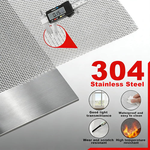 304 Stainless Steel Screen Roll 47 inch x 98 feet Window Screen Mesh 20 Mesh Woven Wire Mesh Patio Screen Mesh Door Screen Replacement Mesh Roll