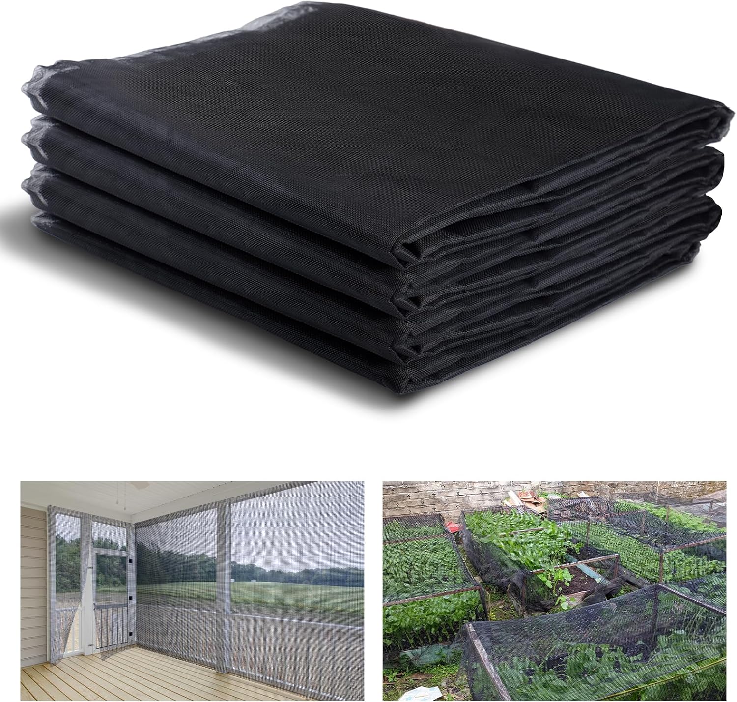 Stronger Garden Mesh Netting - 10 x 33 ft PP Nanocomposite Bird Net Barrier, Mosquito Netting Screen for Outdoor Plants Vegetables Patios Balconies Terraces, Shading Rate 33% (Black)