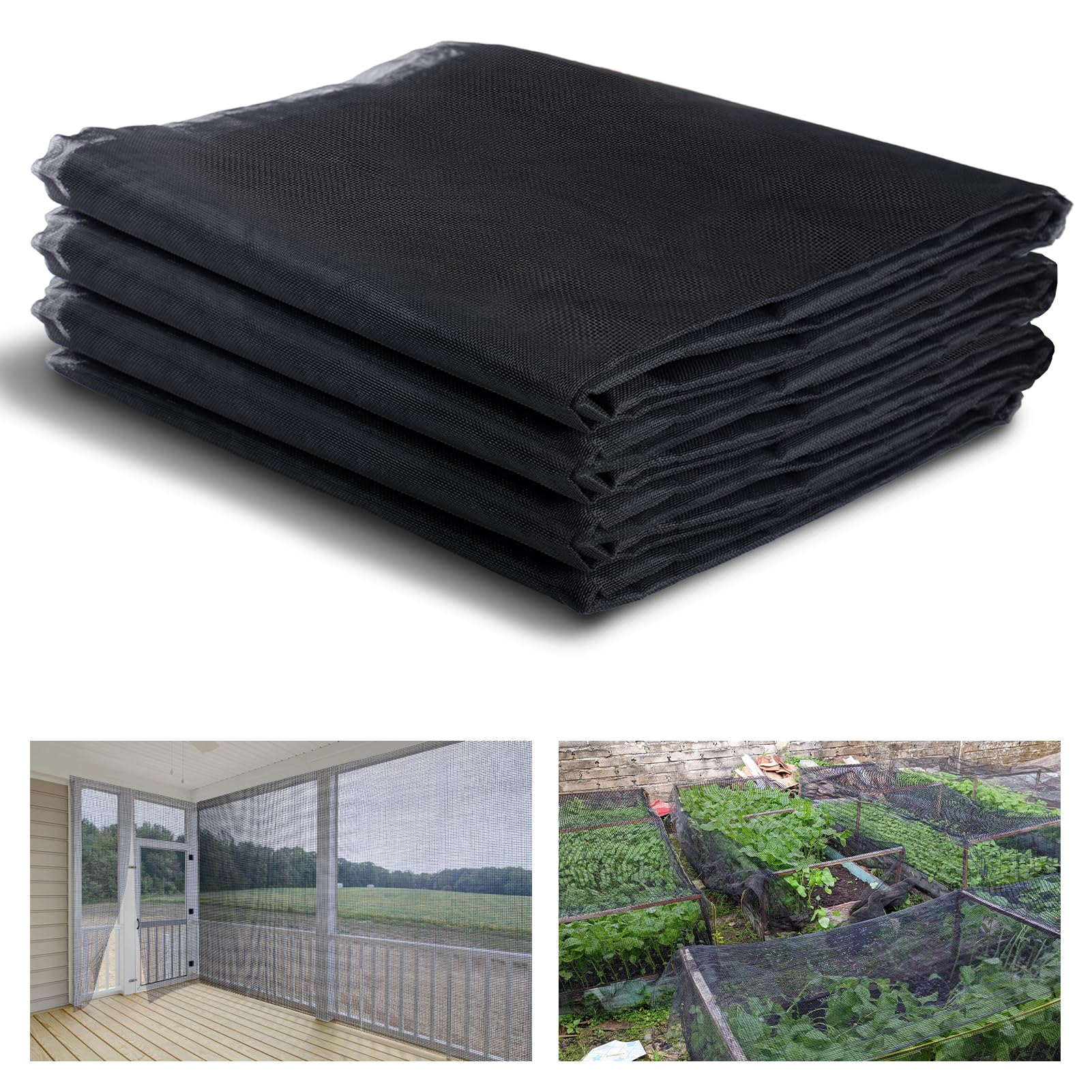 Stronger Garden Mesh Netting - 10 x 33 ft PP Nanocomposite Bird Net Barrier, Mosquito Netting Screen for Outdoor Plants Vegetables Patios Balconies Terraces, Shading Rate 33% (Black)