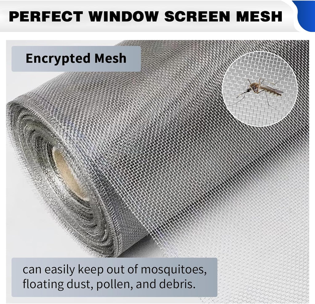 304 Stainless Steel Window Screen Mesh Roll, 47 inch x 98 ft Window Screen Mesh, Stainless Steel Wire Mesh Screen for Door Porch Patio