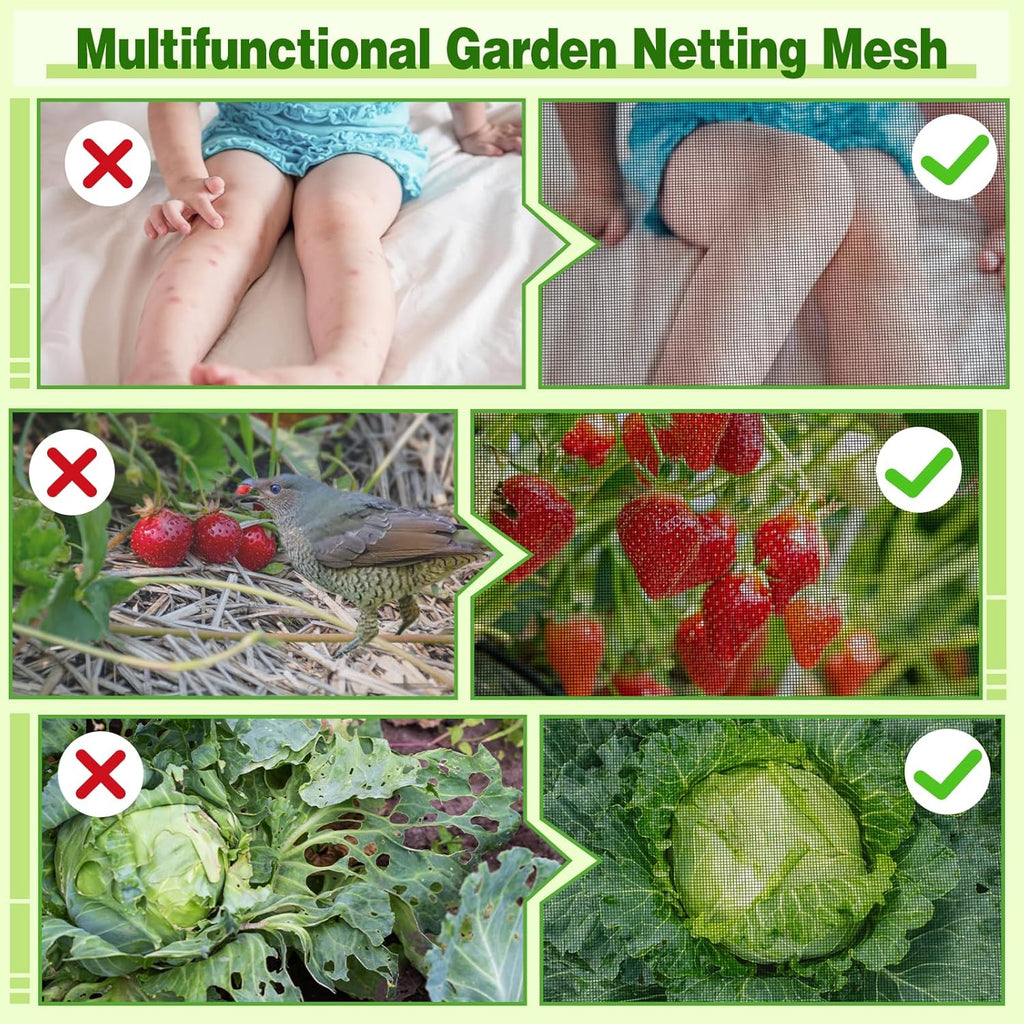 Stronger Garden Mesh Netting - 10 x 33 ft PP Nanocomposite Bird Net Barrier, Mosquito Netting Screen for Outdoor Plants Vegetables Patios Balconies Terraces, Shading Rate 33% (Black)