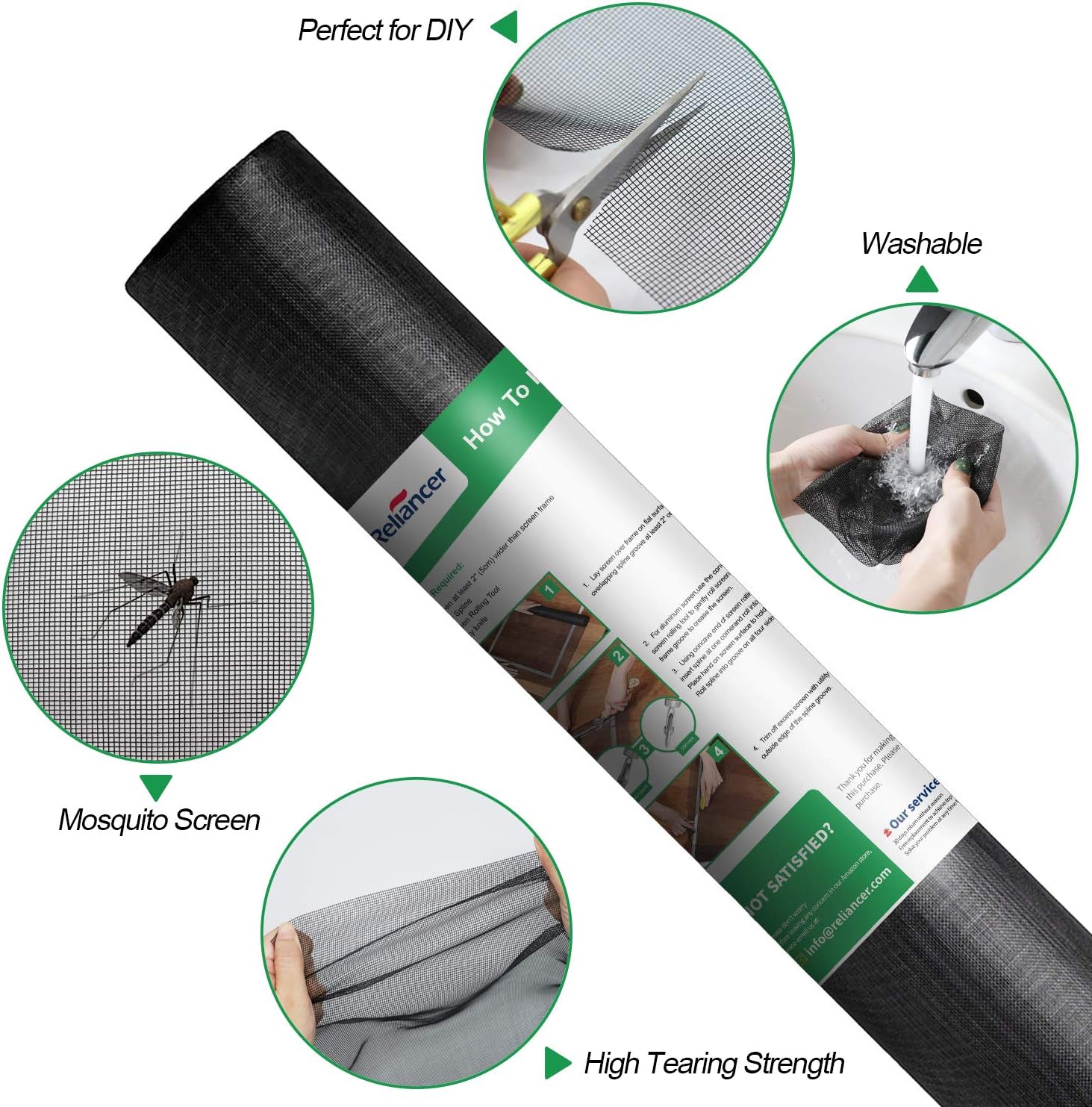 Fiberglass Window Screen Roll 96in x 100ft DIY Custom Screens Replacement Mesh for Windows Doors Patio Screens Premium Pet Proof Screen Porch Screen for Outdoor Kitchens Tree Houses Pool Houses