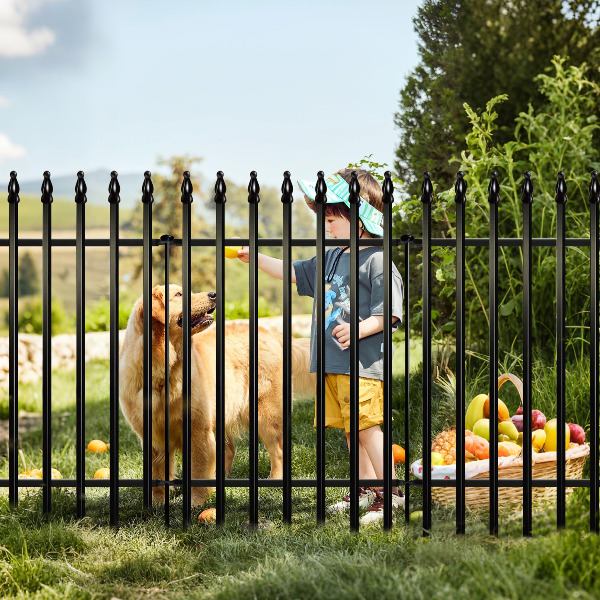 Thealyn Metal Decorative Garden Fence 22" Wide x 18" High (5 Panels, Total Length 9.17 feet), Metal Border Folding Fence, Landscape Fencing for Flower Bed, Yard, Animal Barrier