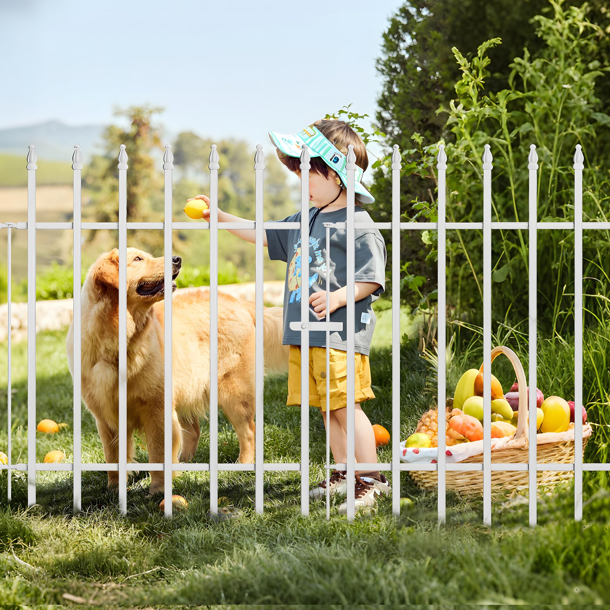Thealyn Metal Decorative Garden Fence 22" Wide x 18" High (5 Panels, Total Length 9.17 feet), Metal Border Folding Fence, Landscape Fencing for Flower Bed, Yard, Animal Barrier