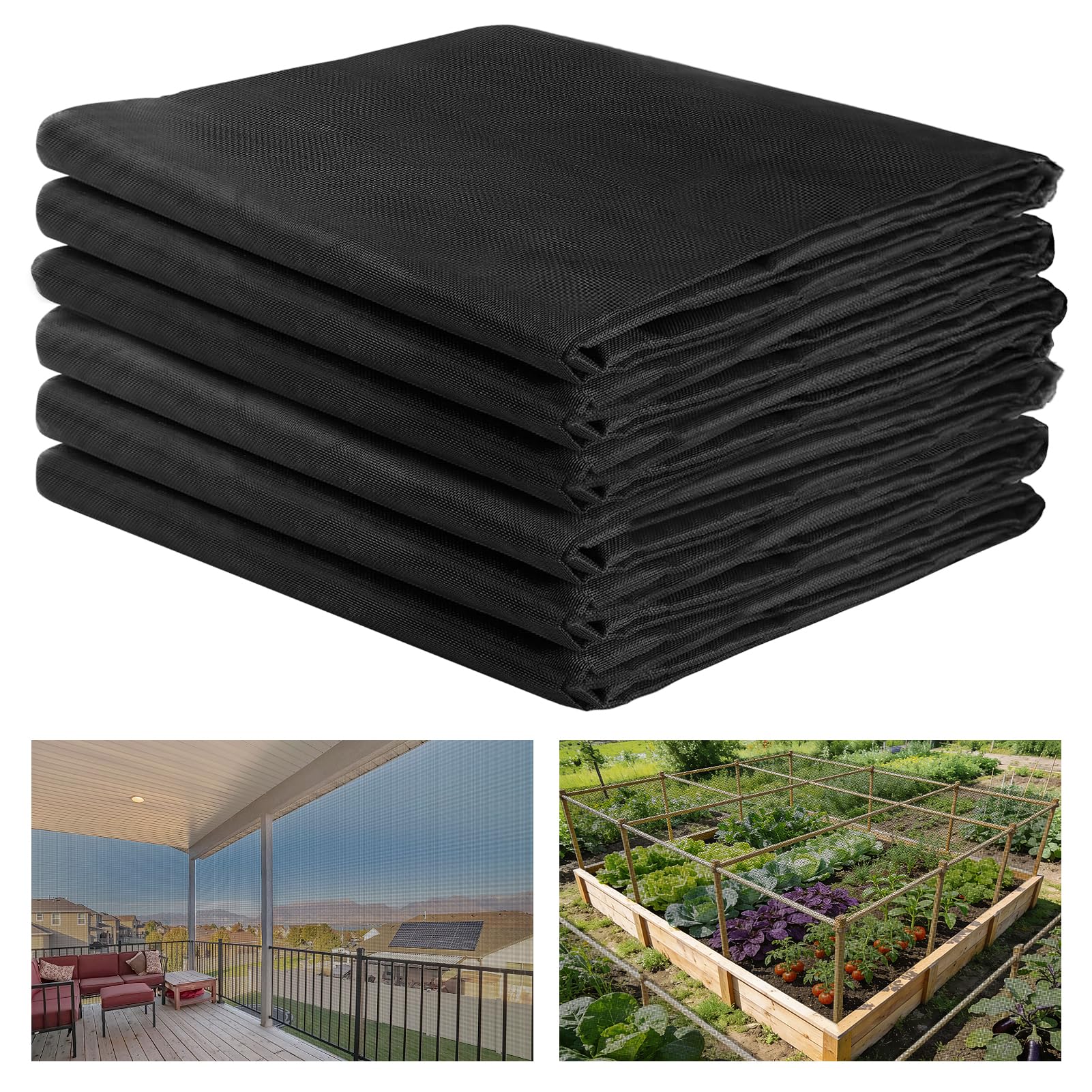 Stronger Garden Mesh Netting - 10 x 33 ft PP Nanocomposite Bird Net Barrier, Mosquito Netting Screen for Outdoor Plants Vegetables Patios Balconies Terraces, Shading Rate 33% (Black)