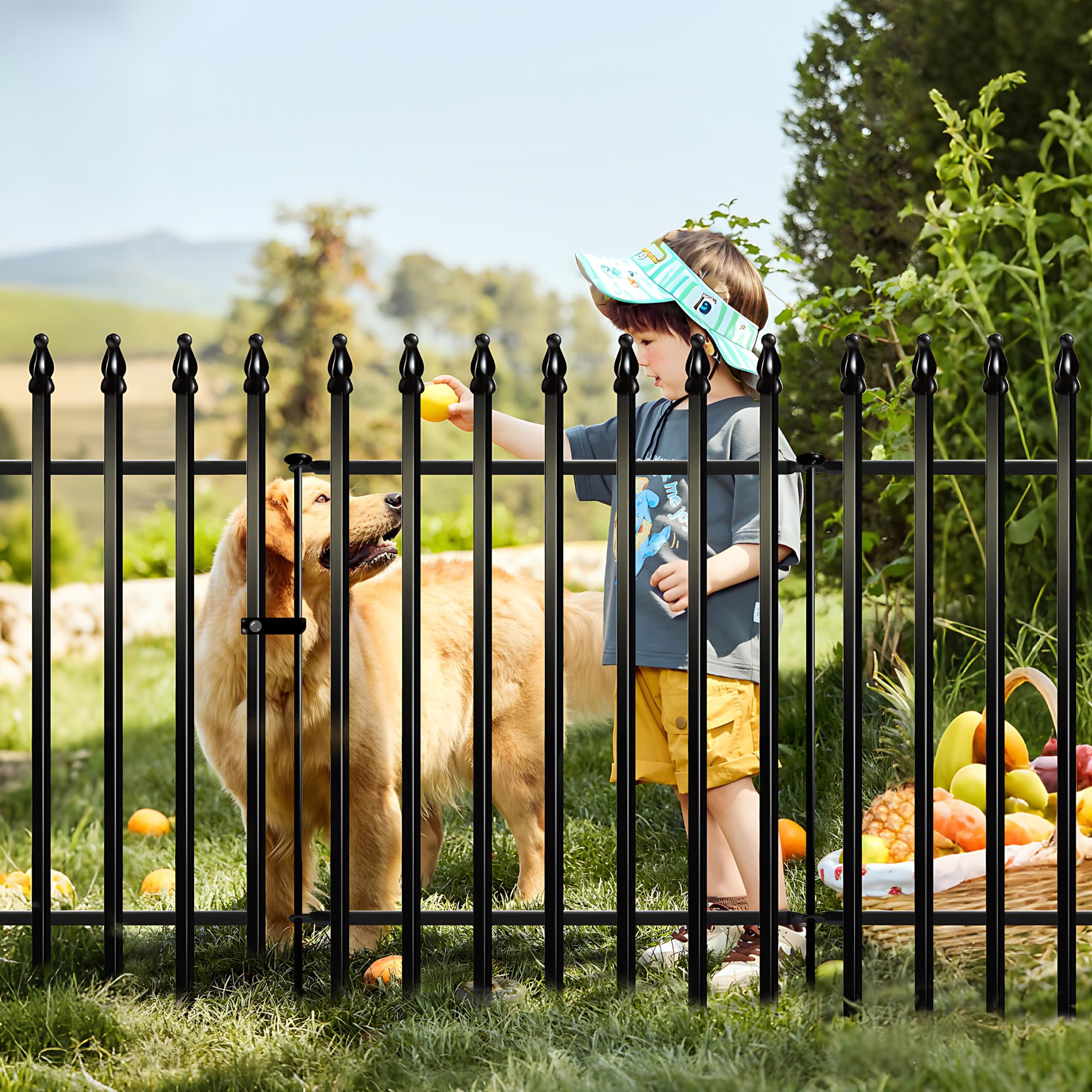 Thealyn Metal Decorative Garden Fence 22" Wide x 18" High (5 Panels, Total Length 9.17 feet), Metal Border Folding Fence, Landscape Fencing for Flower Bed, Yard, Animal Barrier