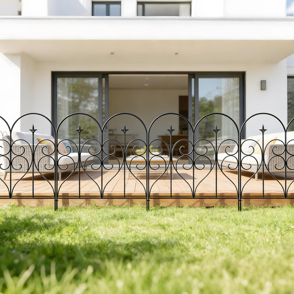 Thealyn Garden Fence 32" H x 10ft (5 Panels), No Digging Heavy Duty Metal Fence Panels, Rustproof Outdoor Dog Fence Animal Barrier, Decorative Fencing for Flower Bed, Yard, Landscape Edging