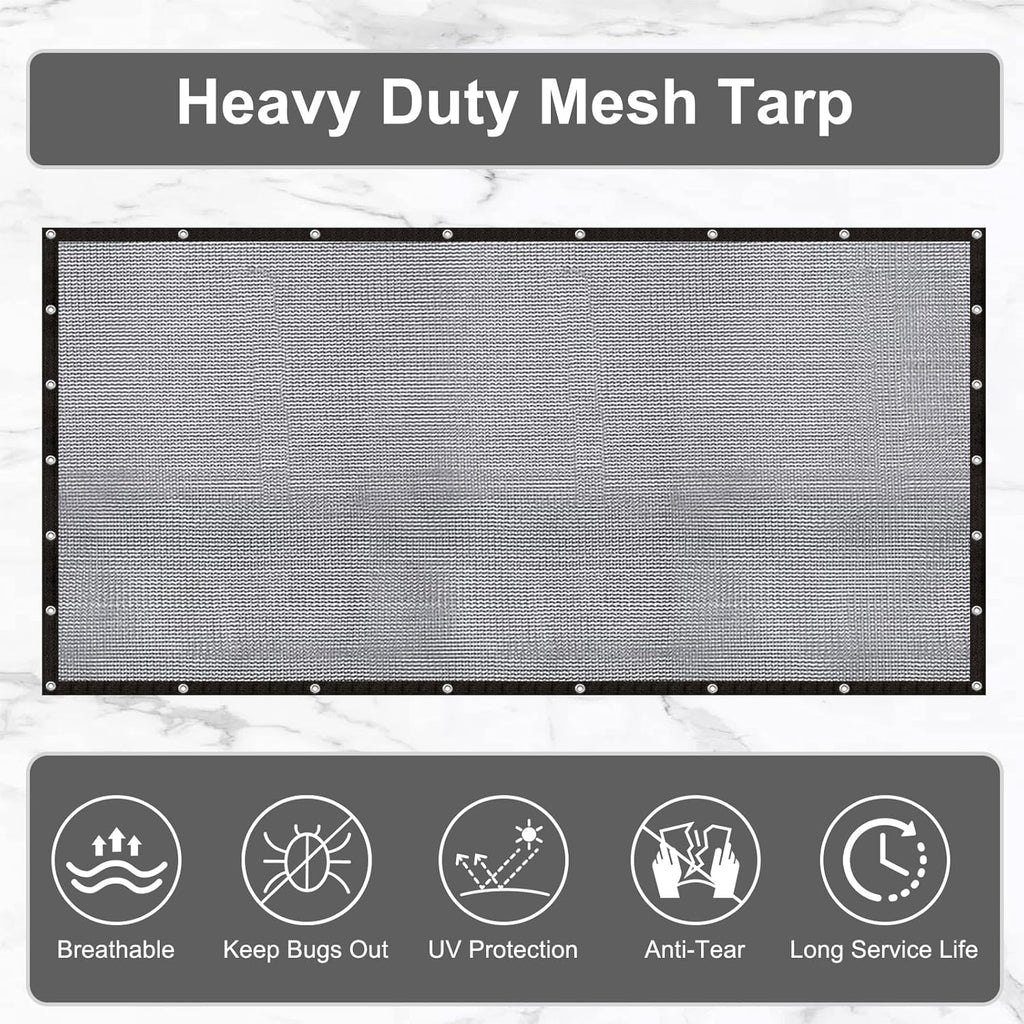 LOVE STORY 10x12FT Shade Cloth for Plant Heavy Duty Knitted Mesh Tarp with Grommets Screen Mesh Netting for Garden Patio Porch Pools Greenhouse Dump Truck