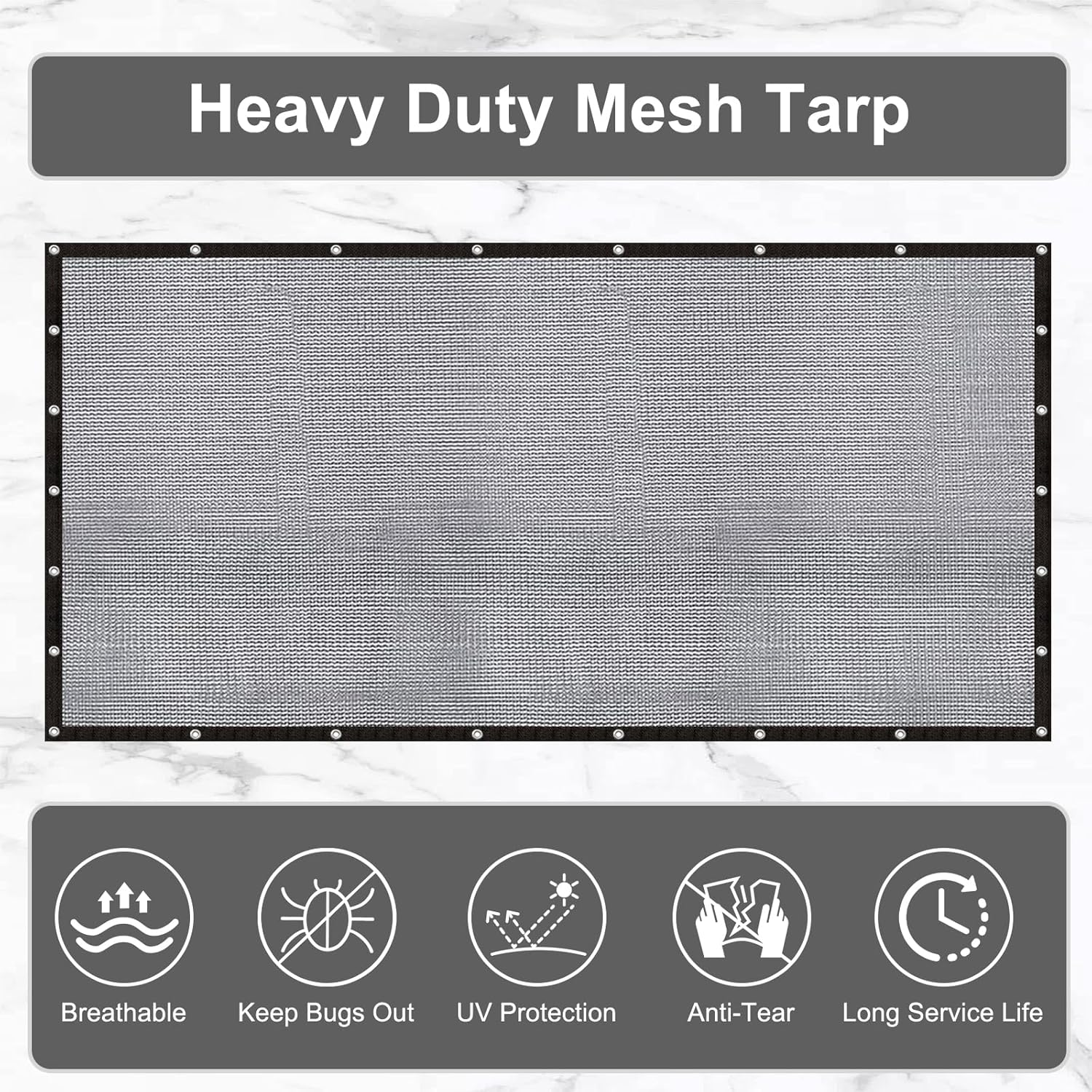 LOVE STORY 10x12FT Shade Cloth for Plant Heavy Duty Knitted Mesh Tarp with Grommets Screen Mesh Netting for Garden Patio Porch Pools Greenhouse Dump Truck