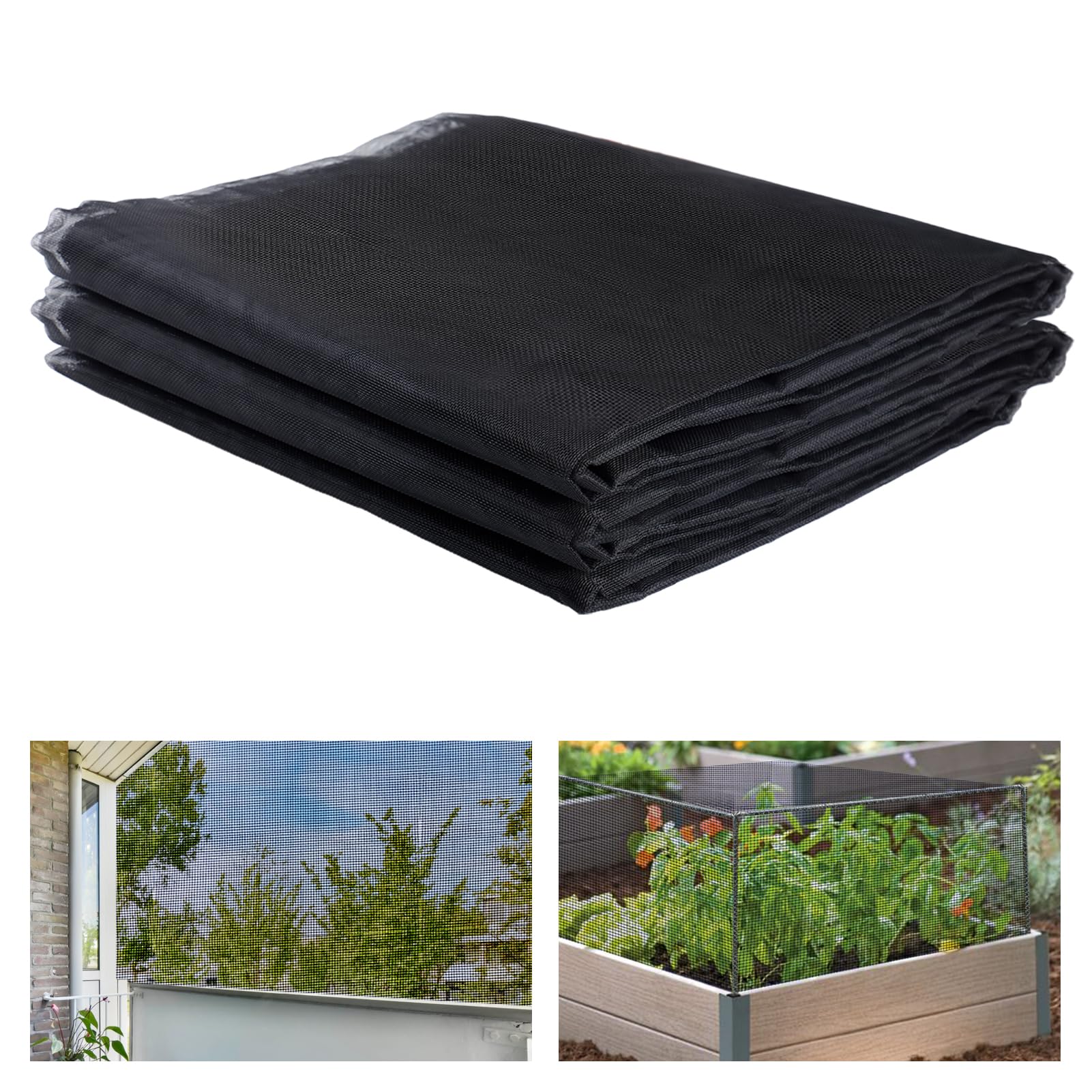 Stronger Garden Mesh Netting - 10 x 33 ft PP Nanocomposite Bird Net Barrier, Mosquito Netting Screen for Outdoor Plants Vegetables Patios Balconies Terraces, Shading Rate 33% (Black)