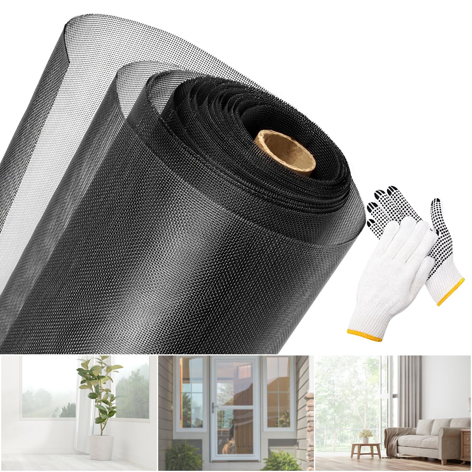 304 Stainless Steel Window Screen Mesh Roll, 47 inch x 98 ft Window Screen Mesh, Stainless Steel Wire Mesh Screen for Door Porch Patio