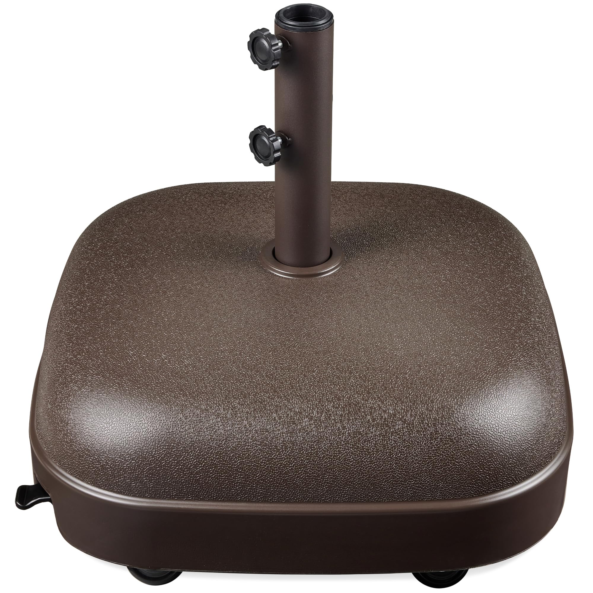 Best Choice Products Fillable Mobile Umbrella Base, Heavy Duty Base, Square Tiered Market Stand for Patio, Deck, Outdoor w/ 4 Wheels, 2 Locks, 2 Knobs, 120lb Capacity - Black
