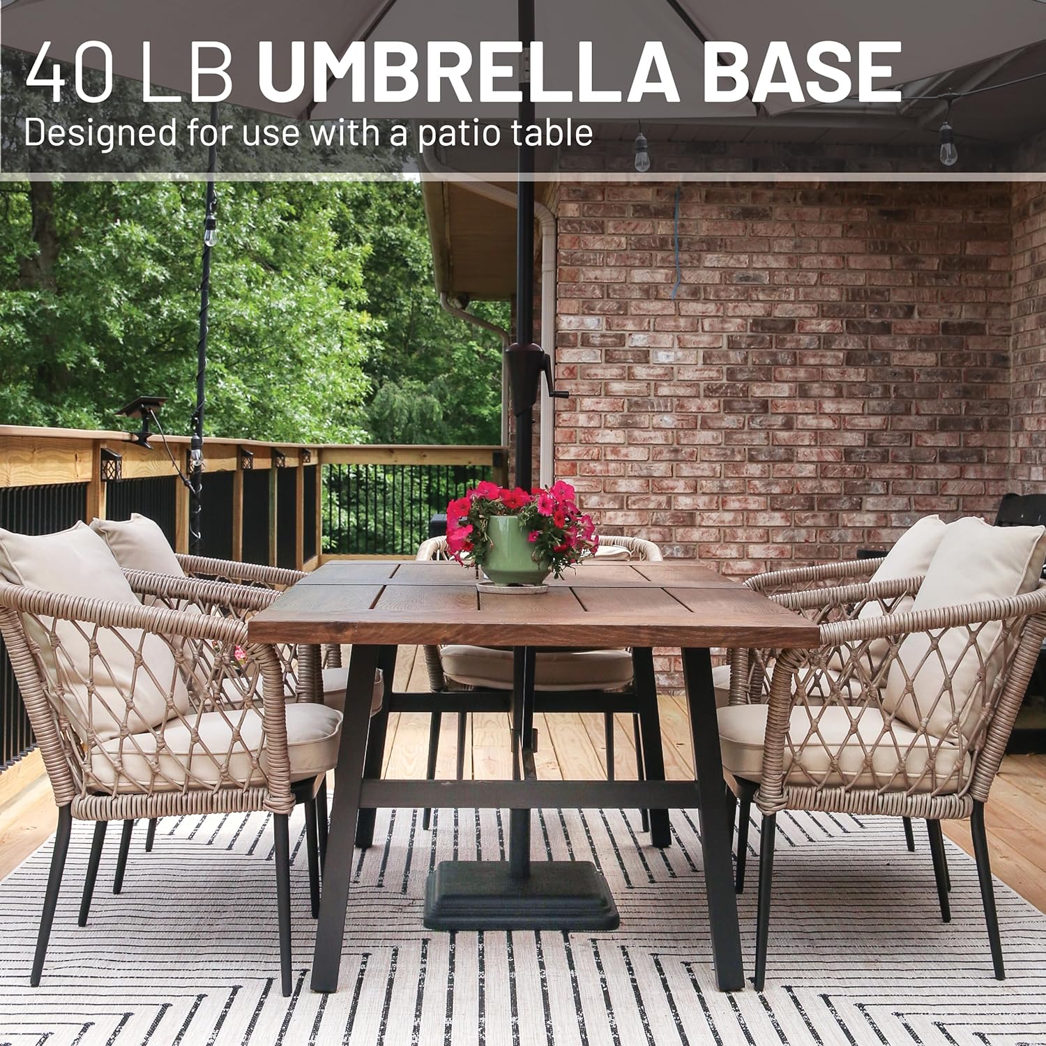US Weight 40 Pound Umbrella Base - Weighted Umbrella base For Use With Patio Table – Heavy Duty Base- Made in the USA