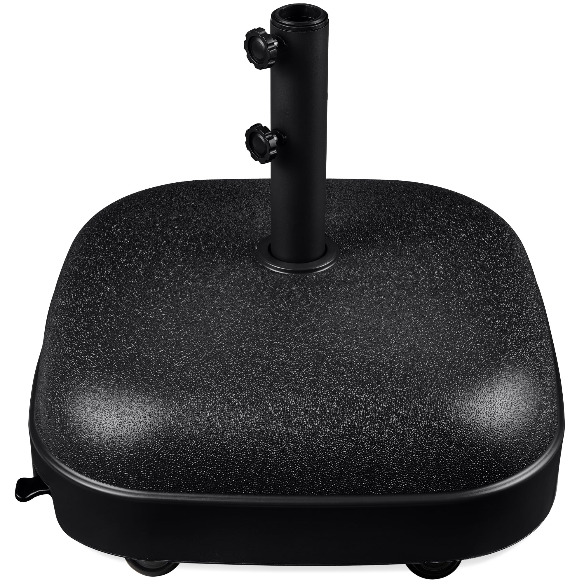 Best Choice Products Fillable Mobile Umbrella Base, Heavy Duty Base, Square Tiered Market Stand for Patio, Deck, Outdoor w/ 4 Wheels, 2 Locks, 2 Knobs, 120lb Capacity - Black